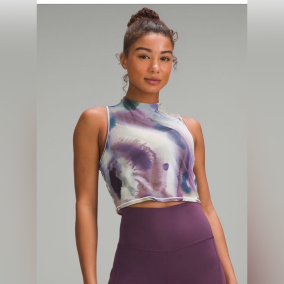 lululemon athletica Tops - Keyhole Mesh Tank Top - Ink Islands Mauve Multi Size 10